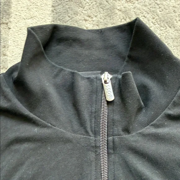 Boss Black Zip-Front Jacket with Gold Mesh Stripe - Picture 3 of 4